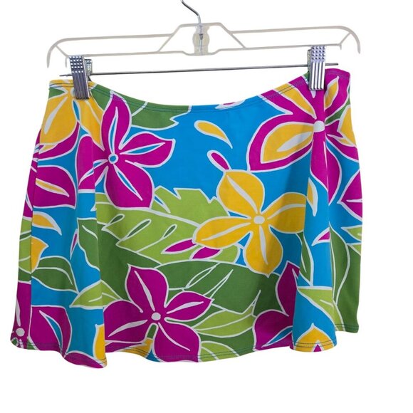 La Blanca Tropi-Flage 3 Piece Tankini Set Top High Waist Bottom Skirt Size 10/M - Picture 7 of 13